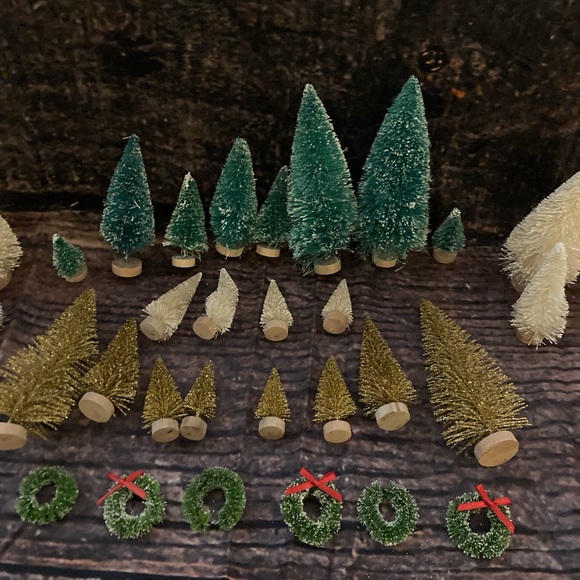 Handmade Tree Decoration Set! Green Trees, White Trees, and Golden Sparkle Trees - Picture 1 of 16